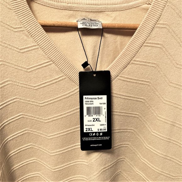 Adidas Golf NWT sweater Men 2XL X25350 Beige Tan Top Quality super soft Classy - Picture 4 of 5